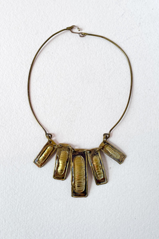 Vintage Artisanal Hammered Metal Statement Bib Necklace Selected by MARMALADE