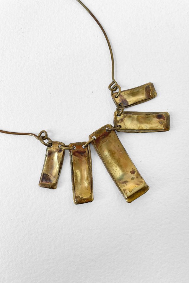 Vintage Artisanal Hammered Metal Statement Bib Necklace Selected by MARMALADE #2