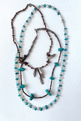 Vintage Shell Opaline Glass Turquoise Necklace Set Selected by MARMALADE