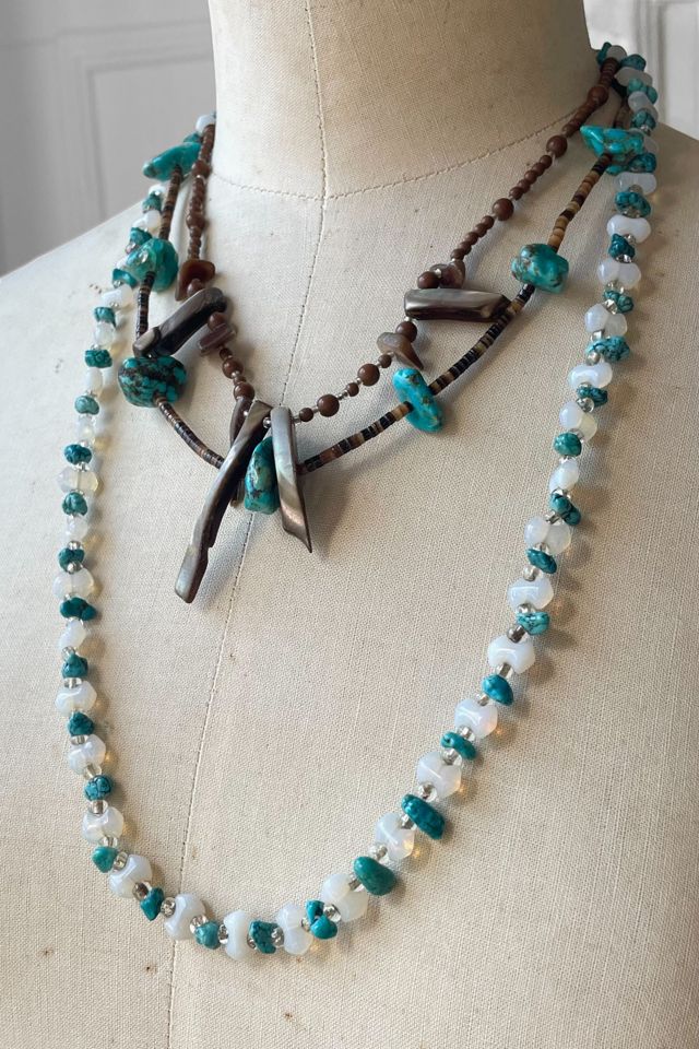 Vintage Shell Opaline Glass Turquoise Necklace Set Selected by MARMALADE #2