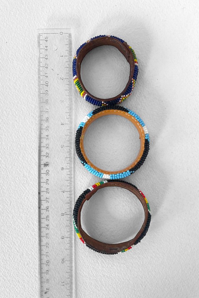 Stack of 3 Vintage Beaded Leather Bangles Selected by MARMALADE #3
