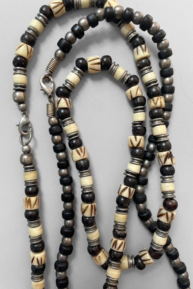 Vintage Layered Ceramic and Silver Bead Necklaces Selected by MARMALADE #1
