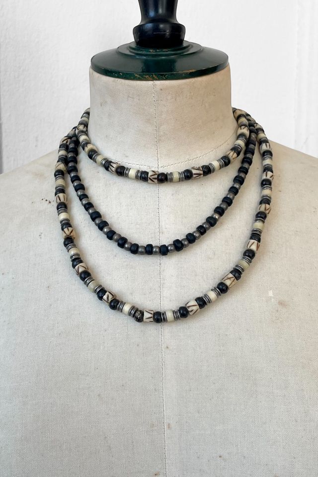 Vintage Layered Ceramic and Silver Bead Necklaces Selected by MARMALADE #2