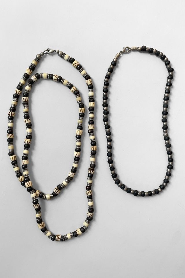 Vintage Layered Ceramic and Silver Bead Necklaces Selected by MARMALADE #3