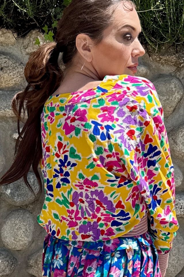 1980s Ungaro Floral Silk Blouson Top Selected by Personal Choice #1