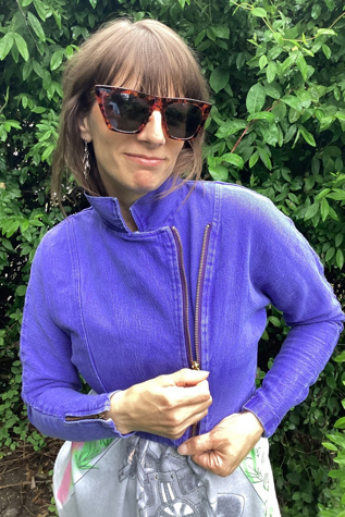 Vintage 1980s Cropped Purple Denim Moto Jacket Selected by Cherry