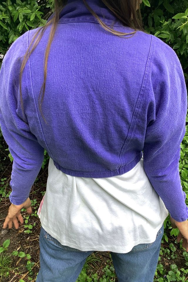 Vintage 1980s Cropped Purple Denim Moto Jacket Selected by Cherry #1