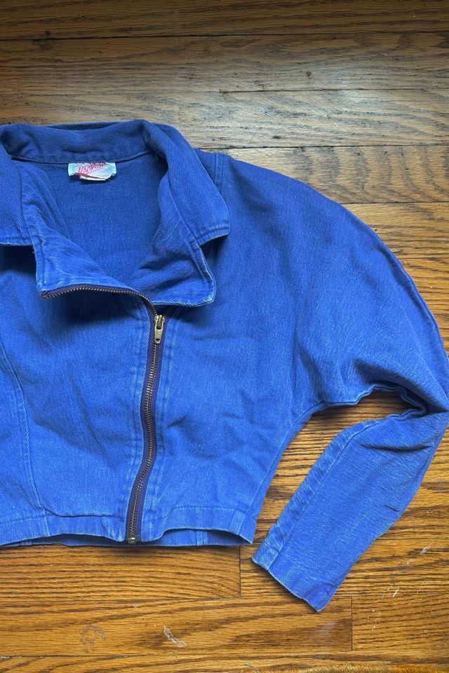 Vintage 1980s Cropped Purple Denim Moto Jacket Selected by Cherry #2