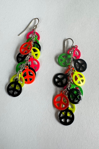 Vintage 1990s Neon Peace Sign Earrings Selected by Cherry