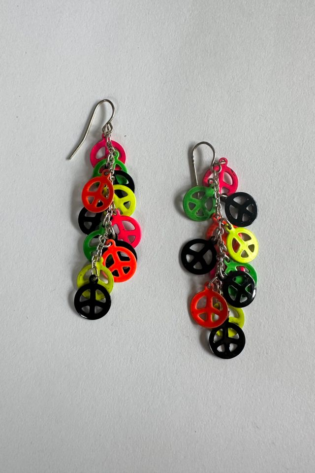 Vintage 1990s Neon Peace Sign Earrings Selected by Cherry #1