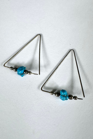 Vintage 1980s Silver and Turquoise Triangle Earrings Selected by Cherry