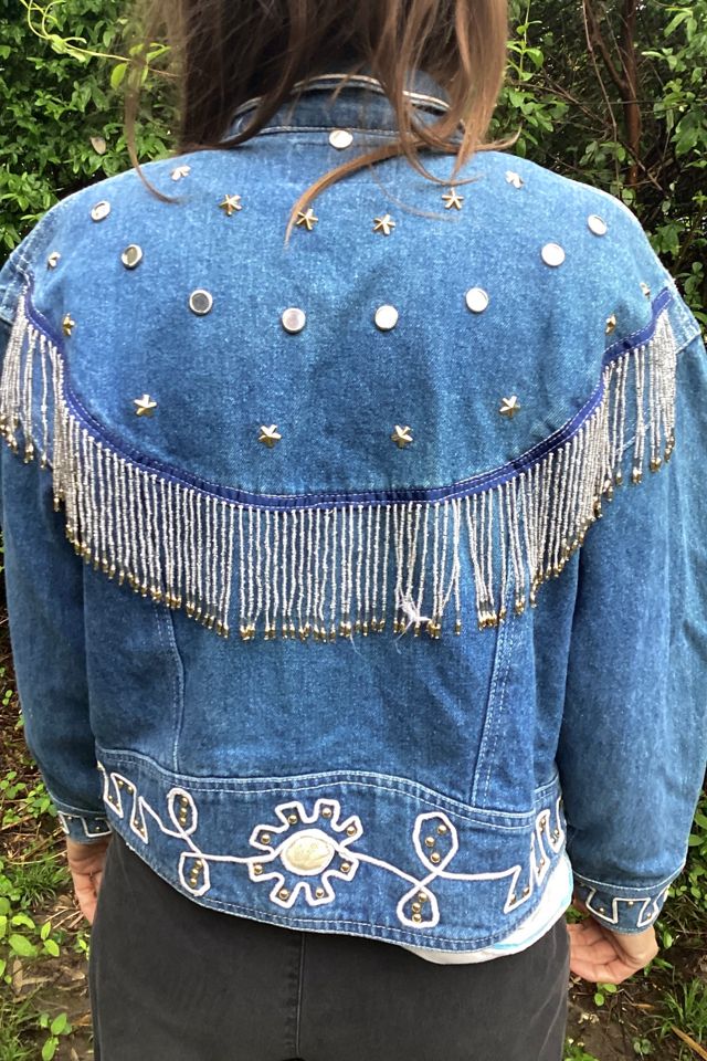 Vintage 1980s Beaded Fringe Western Denim Jacket Selected by Cherry #1