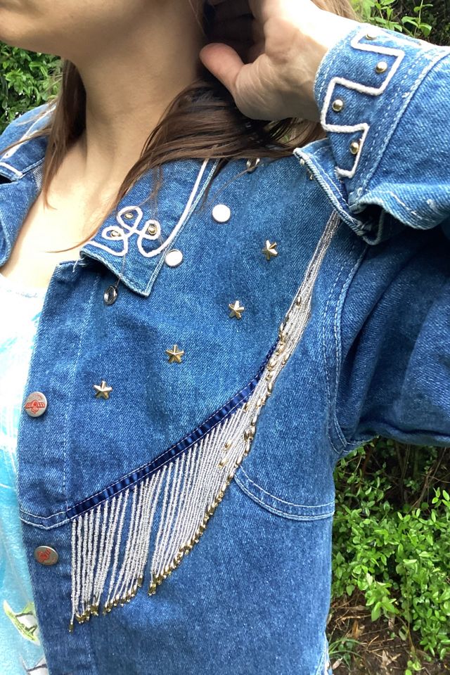 Vintage 1980s Beaded Fringe Western Denim Jacket Selected by Cherry #2