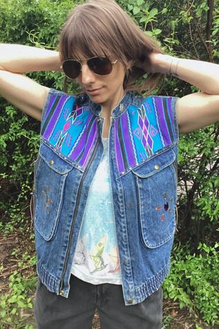 Vintage 1980s Customized Southwest Denim Vest Selected by Cherry