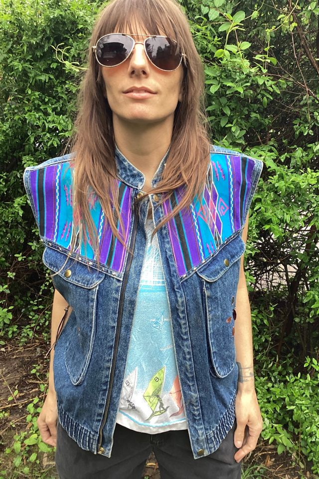 Vintage 1980s Customized Southwest Denim Vest Selected by Cherry #1