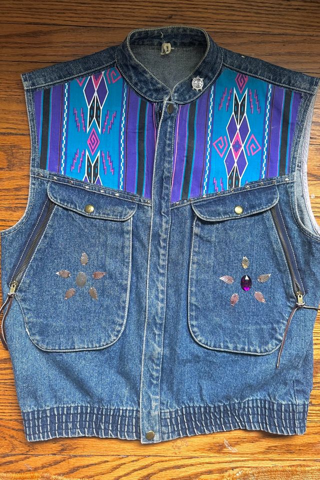 Vintage 1980s Customized Southwest Denim Vest Selected by Cherry #3
