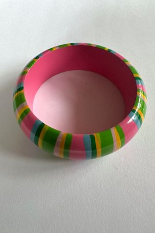 Vintage 1990s Striped Pastel Wood Bangle Selected by Cherry