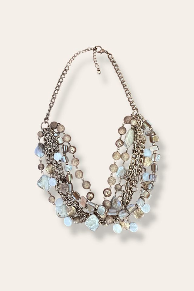 Y2K Gold Tone Layered Beaded Shell Necklace Selected By Afterlife Boutique #1
