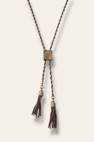 Vintage 1980's Gold Tone Floral Engraved Lariat Necklace Selected By Afterlife Boutique