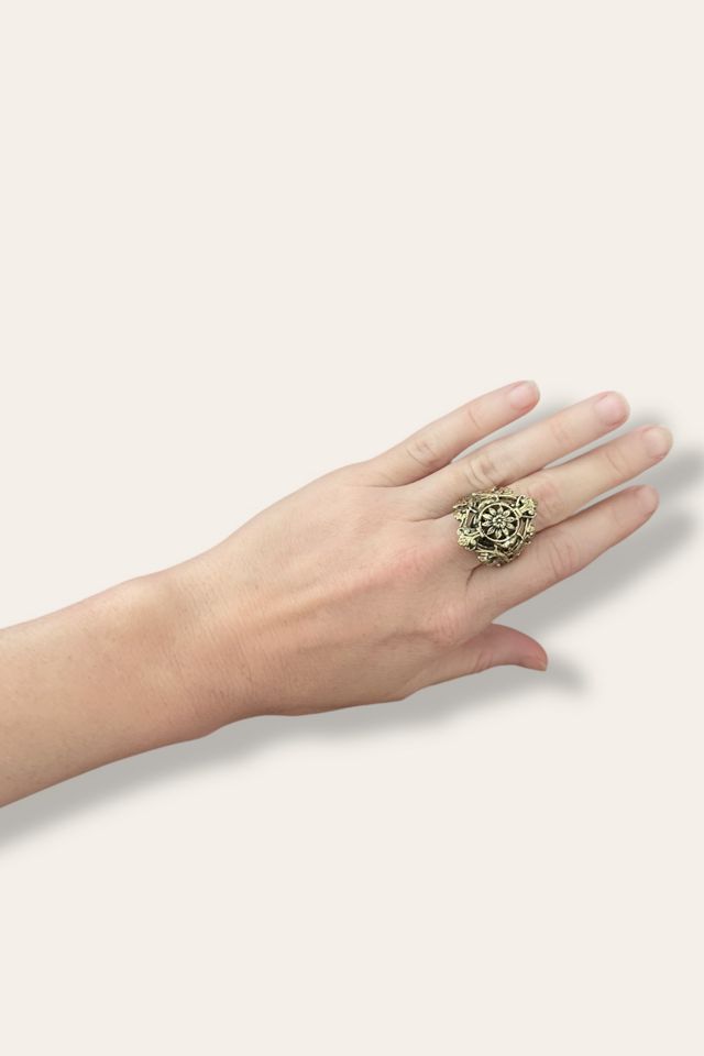 Vintage Victorian Revival Adjustable Brass Ring Selected By Afterlife Boutique #1