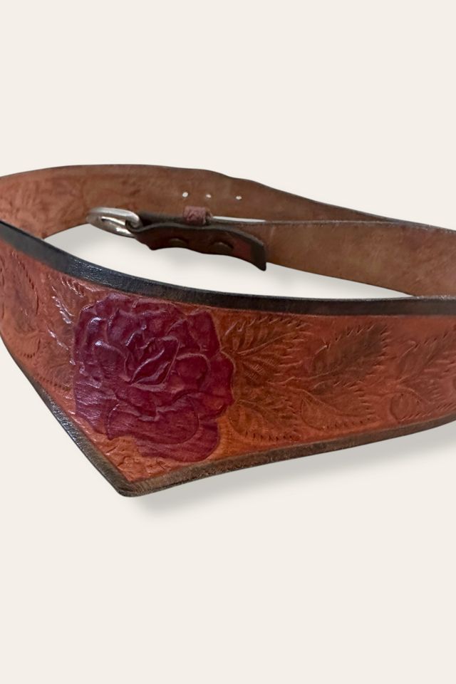 Vintage 1970's Hand Tooled Leather Belt Selected By Afterlife Boutique #1