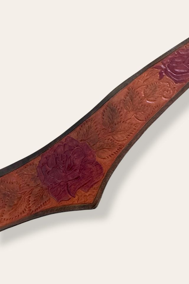 Vintage 1970's Hand Tooled Leather Belt Selected By Afterlife Boutique #2