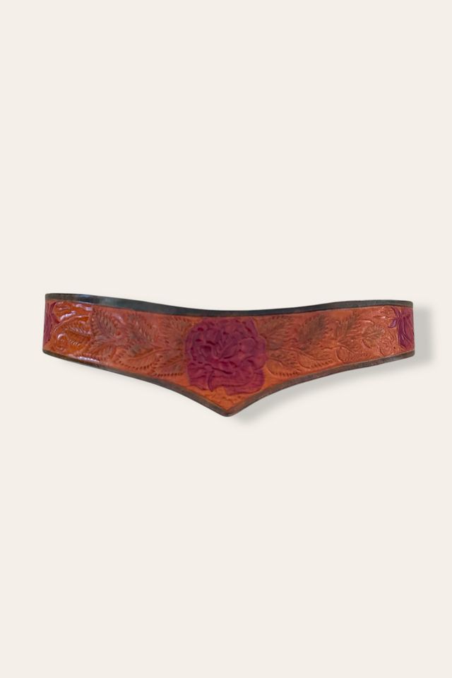 Vintage 1970's Hand Tooled Leather Belt Selected By Afterlife Boutique #3