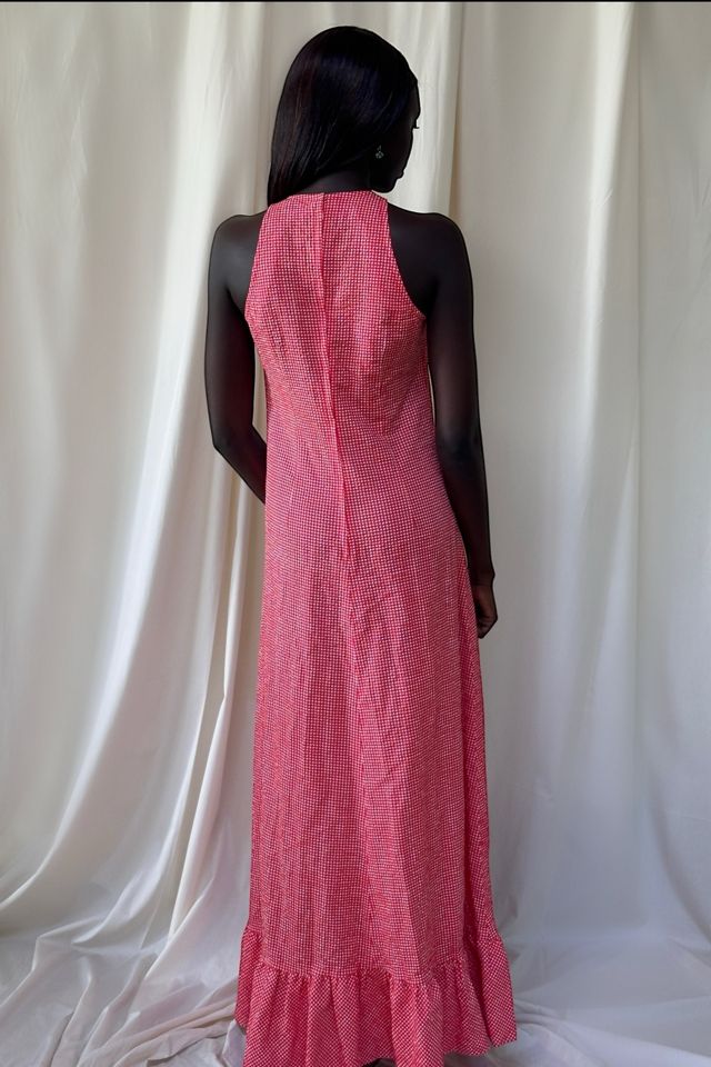 Vintage 1970's Crinkled Gingham Fabric Maxi Dress Selected By Afterlife Boutique #3