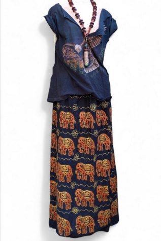 Vintage Hand Blocked Embroidered Skirt Dress Selected by Garbage Soup