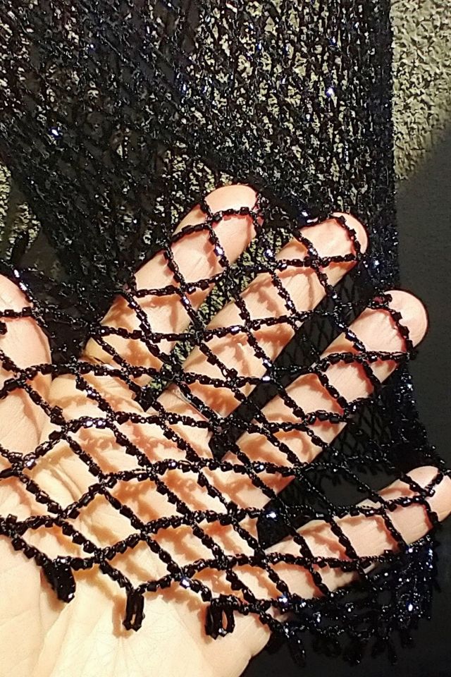 1990's Beaded Black Crochet Tank Selected by Garbage Soup #3