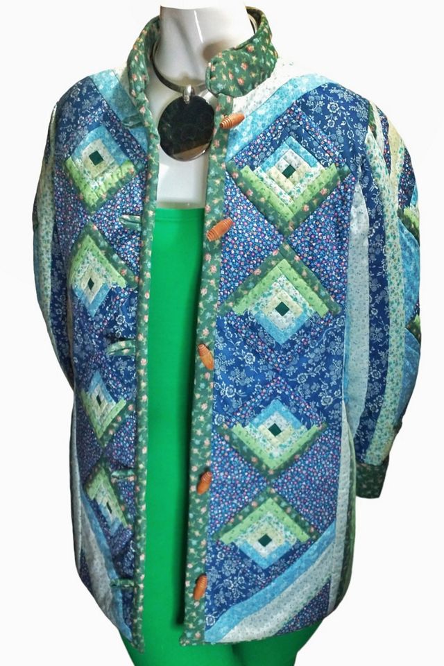1970's Log Cabin Patchwork Quilt Jacket Selected by Garbage Soup #3