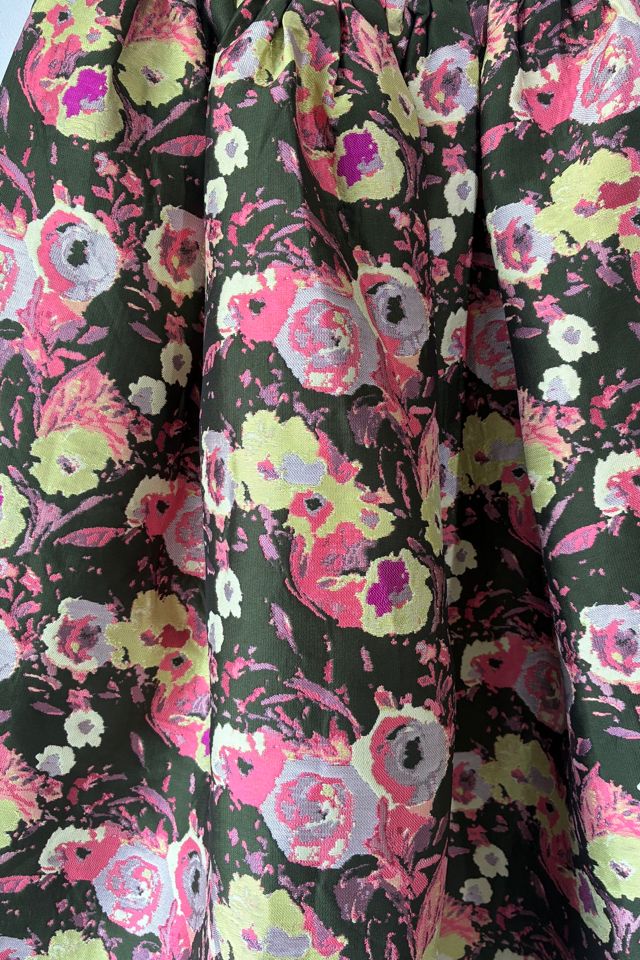 dRA Olive and Pink Floral Brocade Skirt Selected by The Curatorial Dept. #1