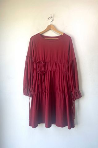 Margiela MM6 Red Ruched Tier Dress Selected by The Curatorial Dept.