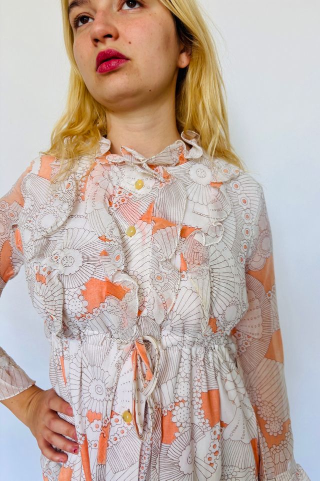 Vintage Tangerine Dream Summer Garden Dress Selected by Atlantic Vintage #1