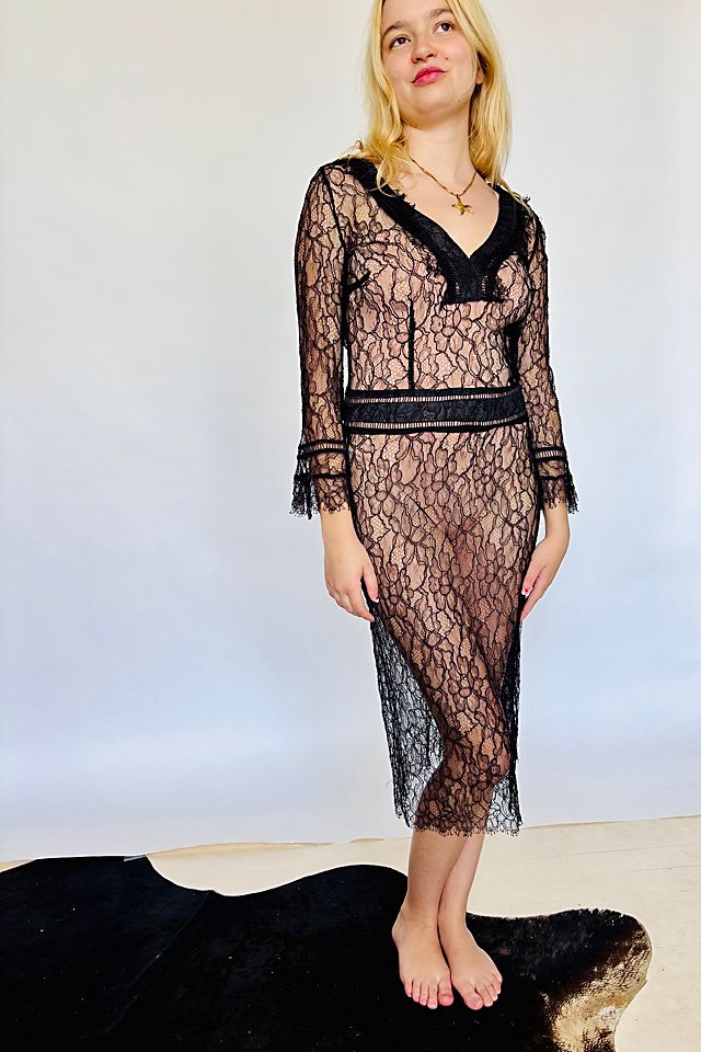 free people lace dress black Adella Maxi Slip - - Dress - Maxi Dress The scooped neckline and ties behind the neck create a flattering silhouette Black Lace Dresses | Free