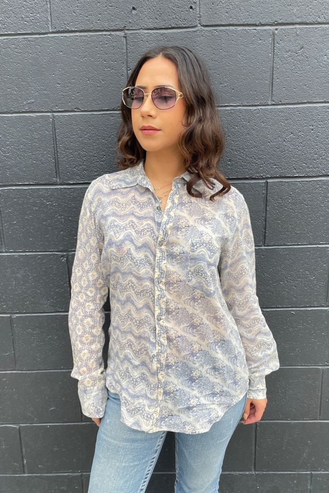 Dosa Asymmetrical Blue Floral Shirt Selected by FernMercantile #1