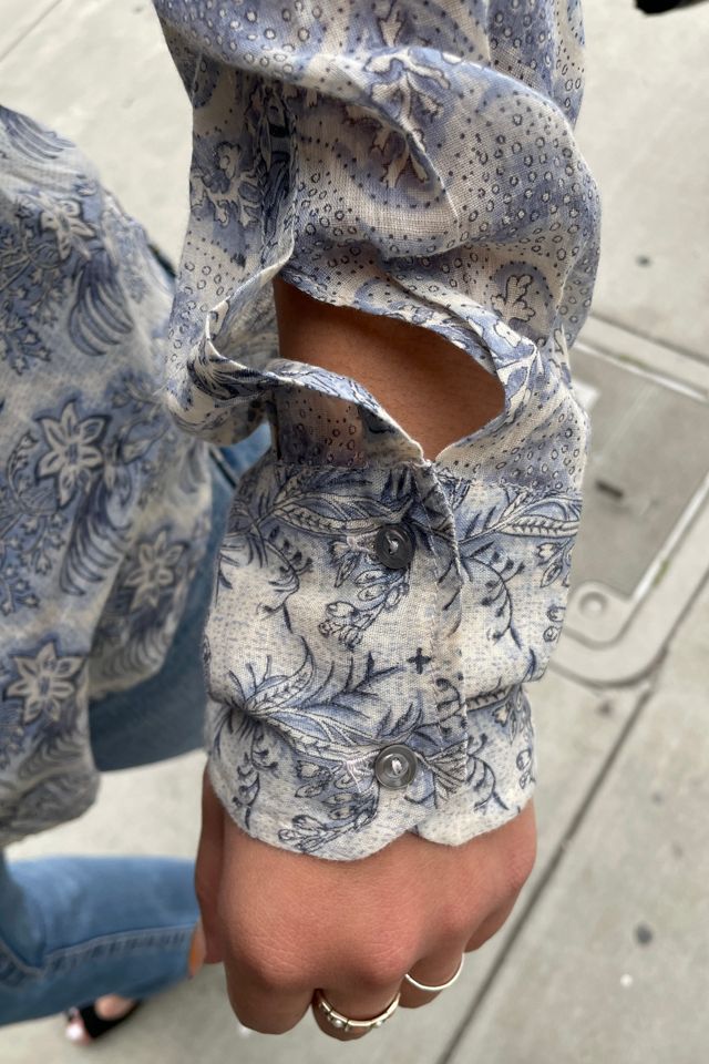 Dosa Asymmetrical Blue Floral Shirt Selected by FernMercantile #2