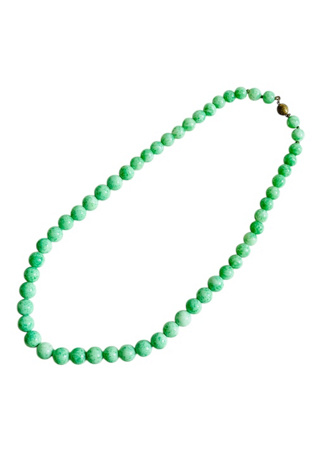 Vintage Speckled Green Glass Graduated Necklace Selected by FernMercantile