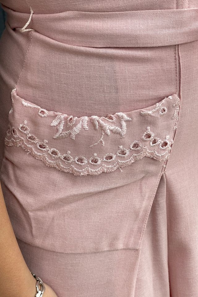 Vintage 1950's Pale Pink Linen Dress Selected by FernMercantile #2
