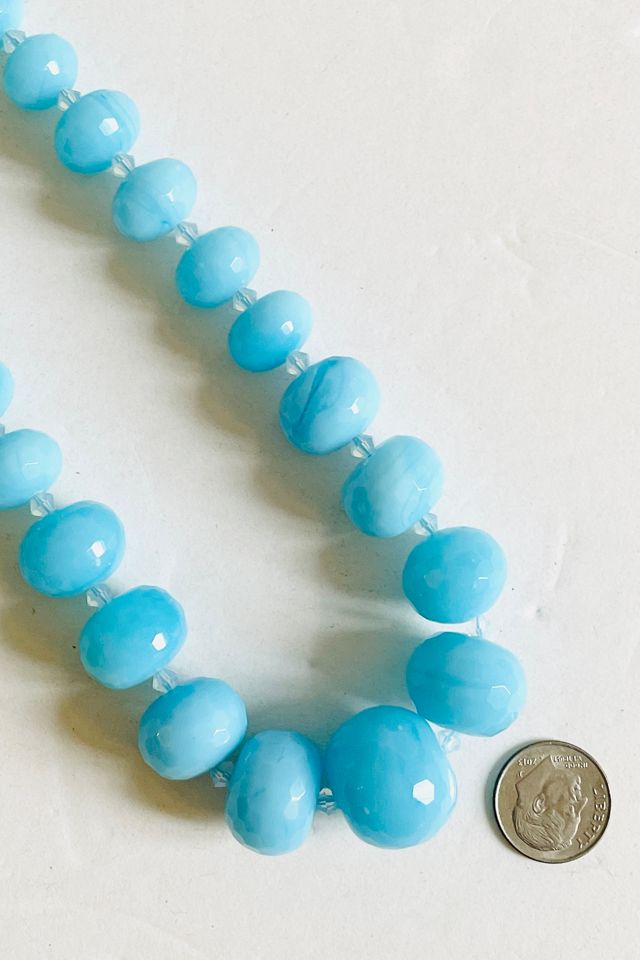 Vintage 1980's Blue Faceted Glass Bead Necklace Selected by FernMercantile #3