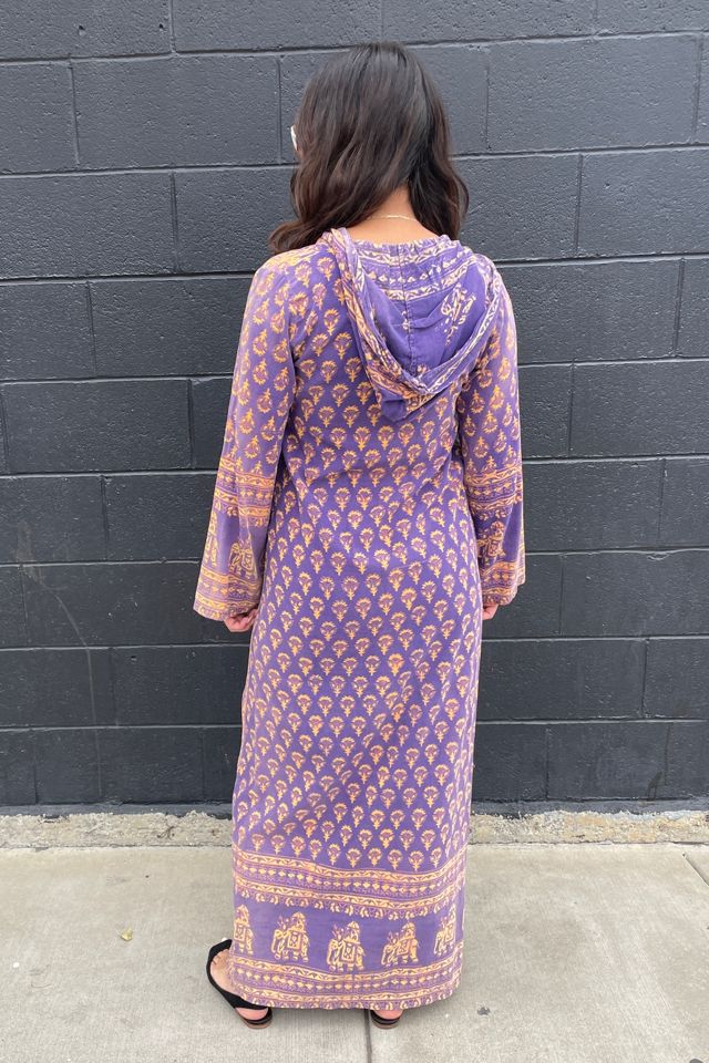 Vintage 1970's Purple Elephant Caftan with Hood Selected by FernMercantile #2