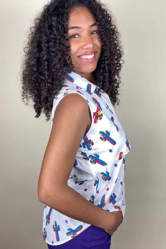 Vintage Sleeveless Cactus Print Cotton Top Selected By Ankh By Racquel #3