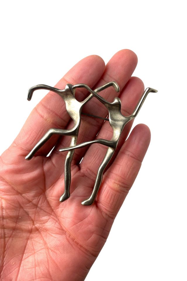 Vintage Modernist Dancing Figures Brooch Selected By Ankh Racquel #1