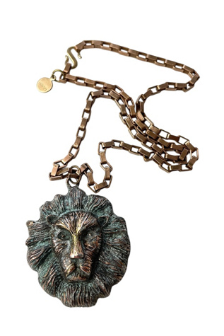 Vintage Brass Lion Head Necklace Selected By Ankh By Racquel