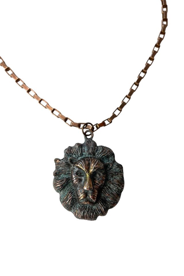 Vintage Brass Lion Head Necklace Selected By Ankh By Racquel #1
