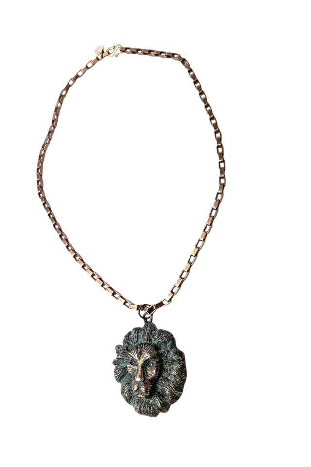 Vintage Brass Lion Head Necklace Selected By Ankh By Racquel #2