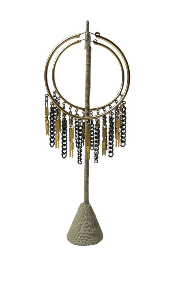 Vintage Large Gold Fringe Hoop Earrings Selected By Ankh By Racquel #1