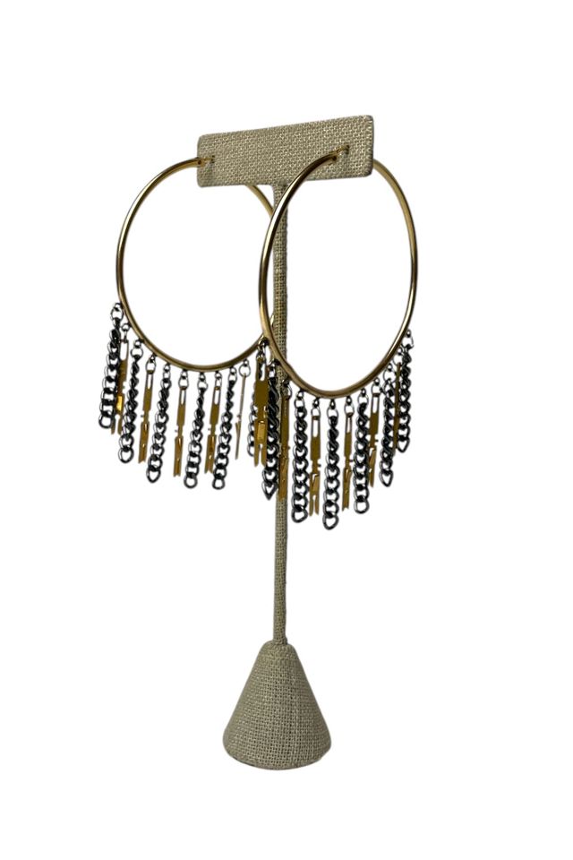 Vintage Large Gold Fringe Hoop Earrings Selected By Ankh By Racquel #2