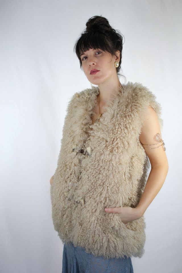 Vintage Curly Mongolian Lamb Wool Vest Selected By Moons + Junes Vintage #1