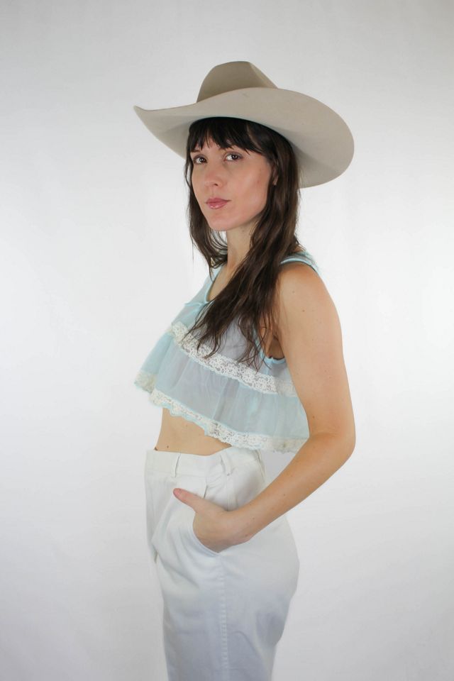 Vintage Sheer Baby Blue Lace Intimates Cropped Tank Selected By Moons + Junes Vintage #2